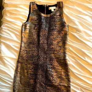 Michael Kors gold and black knee length dress